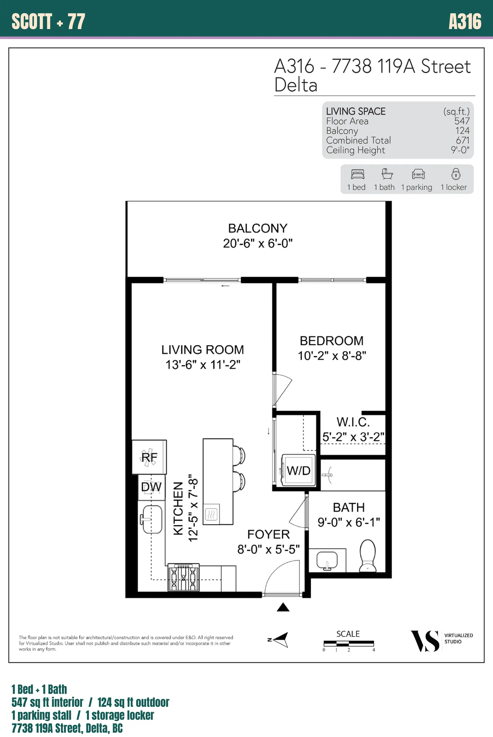 Floor plan of Home A316 at Scott + 77, North Delta
