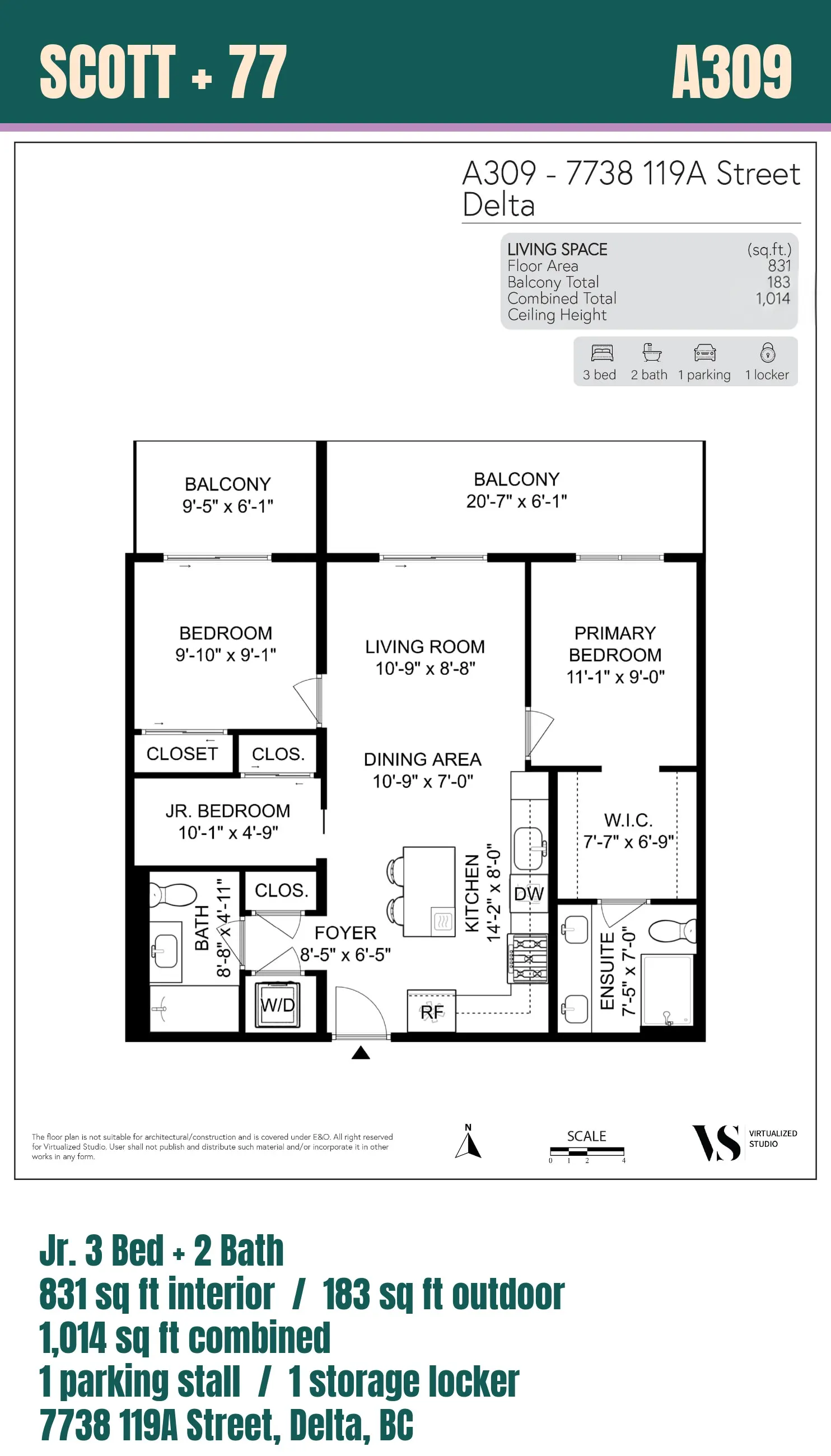 Floor plan of Home A309 at Scott + 77, North Delta