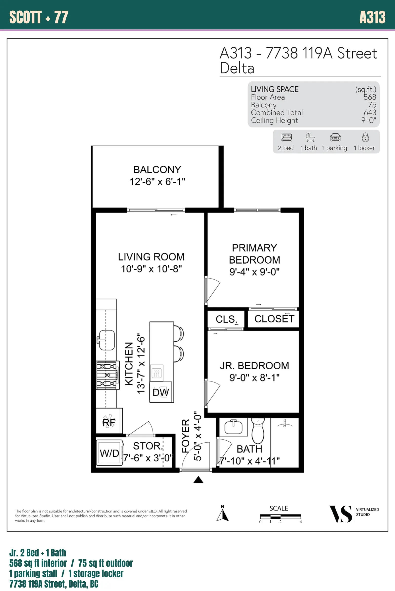 Floor plan of Home A313 at Scott + 77, North Delta
